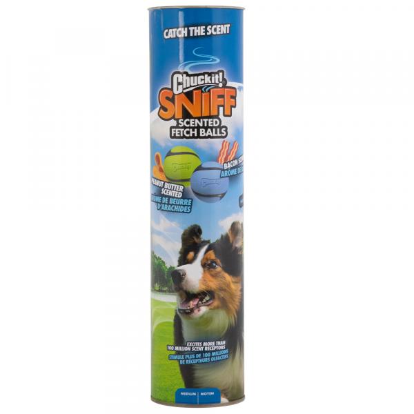 Chuckit! Sniff Fetch Balls Canister - 4 szt. (Ø 6,5 cm)