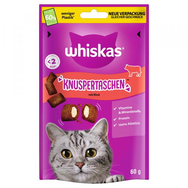 Whiskas Temptations, chrupiące poduszeczki - Wołowina, 6 x 60 g
