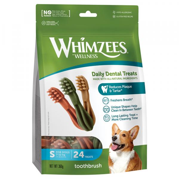 Whimzees by Wellness Toothbrush - Rozmiar S: dla małych psów (7-12 kg, 24 szt.)