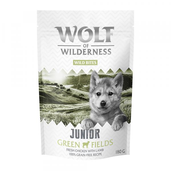 Korzystny pakiet Wolf of Wilderness Snack – Wild Bites, 3 x 180 g - Junior, Green Fields – jagnięcina