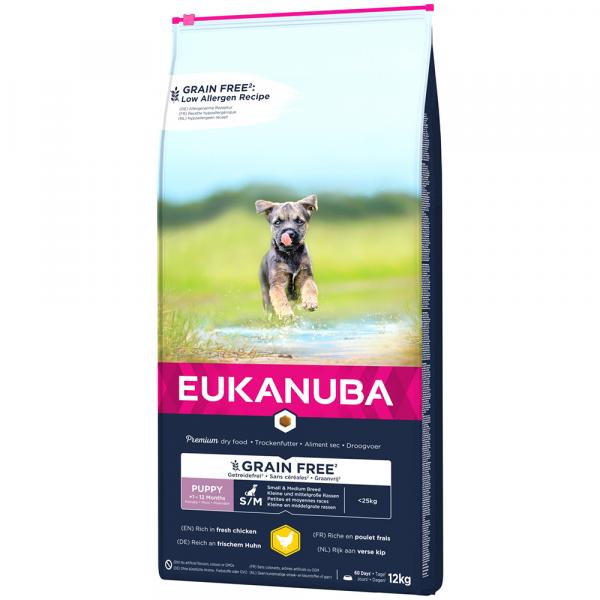 Eukanuba Grain Free Puppy Small / Medium Breed, kurczak - 12 kg