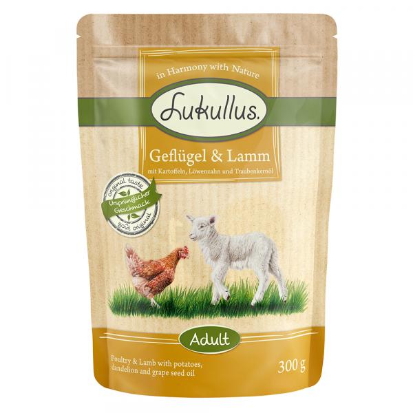 Megapakiet mieszany Lukullus Natural w saszetkach, 24 x 300 g - Drób i jagnięcina (bez zbóż)