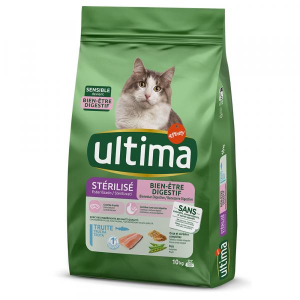 8,5 + 1,5 kg gratis! Ultima, karma sucha dla kota, 10 kg - Cat Sterilized Sensible, pstrąg