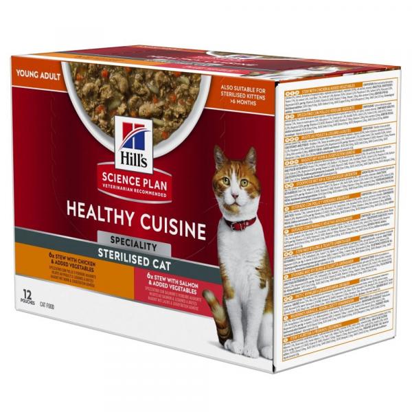 Hill's Science Plan Adult Healthy Cuisine Sterilised, kurczak/łosoś - 48 x 80 g