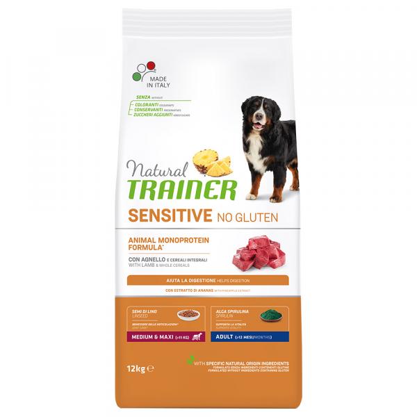 Natural Trainer Sensitive No Gluten Adult Medium/Maxi, jagnięcina - 2 x 12 kg