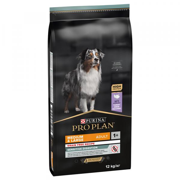 PURINA PRO PLAN Medium & Large Adult Sensitive Digestion, bez zbóż - 2 x 12 kg