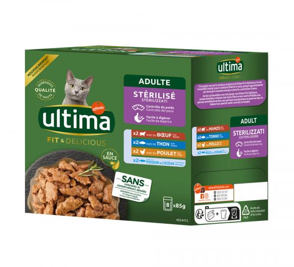 Ultima Sterilised Cat, 8 x 85 g - Pakiet mieszany II (4 smaki)