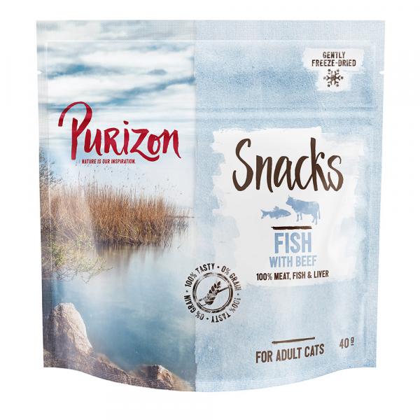 25% taniej! Purizon Snacks, przysmak dla kota, 3 x 40 g - Ryba z wołowiną (bez zbóż)