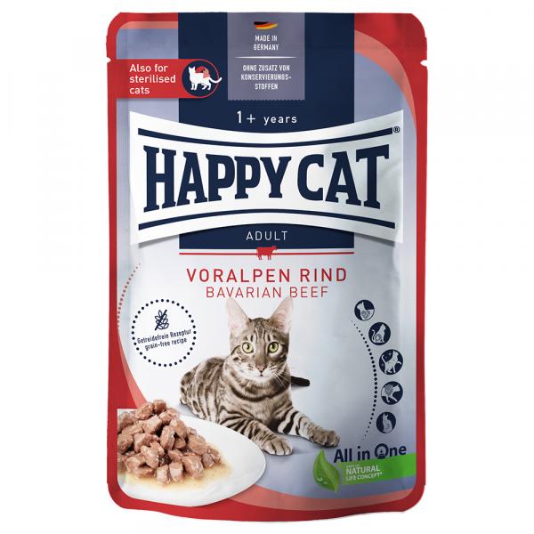 Korzystny pakiet Happy Cat Pouch Meat w sosie, 48 x 85 g - Wołowina alpejska