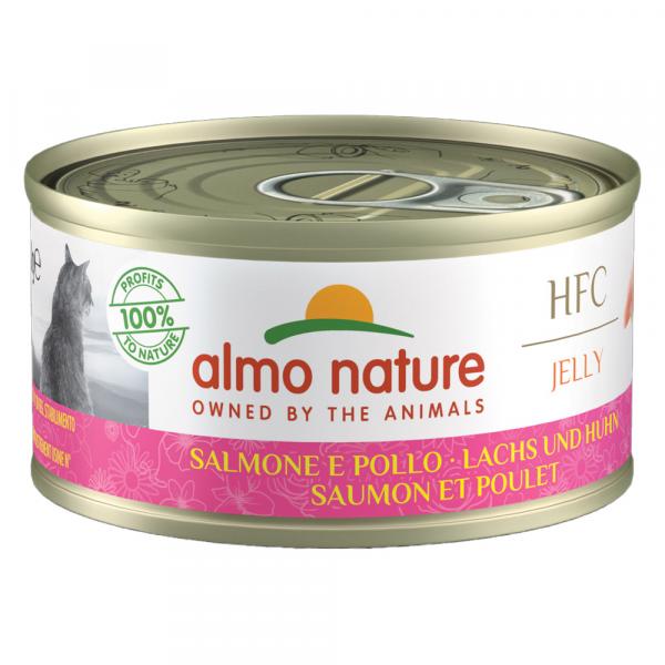 Megapakiet Almo Nature HFC Natural, 24 x 70 g - Łosoś i kurczak w galarecie