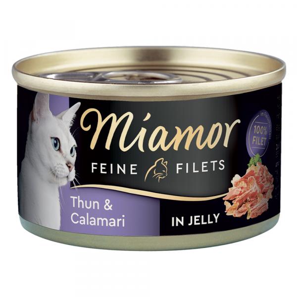 20 + 4 gratis! Miamor Feine Filets, karma mokra, 24 x 100 g - W puszkach, tuńczyk z kalmarami