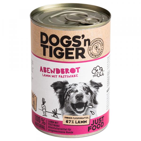 Dogs'n Tiger Adult, 6 x 400 g - Jagnięcina i pasternak