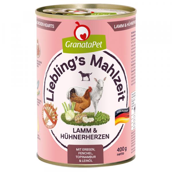 GranataPet Liebling's Mahlzeit, 6 x 400 g - Jagnięcina i serca kurze