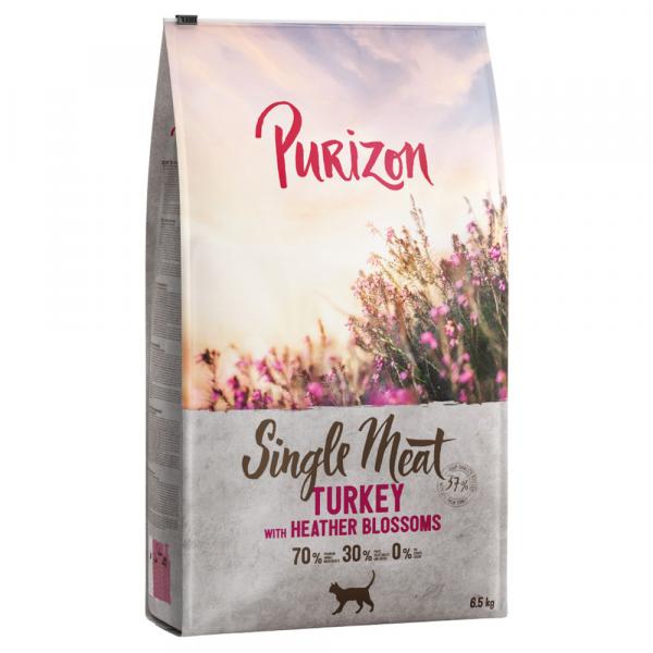 Dwupak Purizon karma dla kota, 2 x 6,5 kg - Single Meat, indyk z kwiatami wrzosu