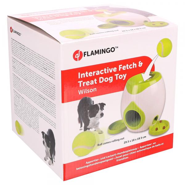 Flamingo interaktywna zabawka Fetch & Treat - w tym piłka tenisowa