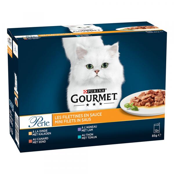 36 + 12 gratis! Gourmet Perle Wybór dań mieszanych w sosie, karma mokra dla kota, 48 x 85 g - Wykwintne paski w sosie