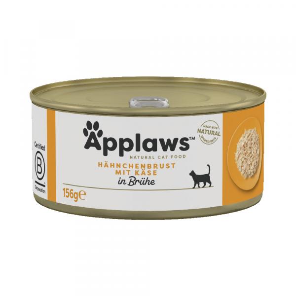 5 + 1 gratis! Applaws w bulionie, karma dla kota, 6 x 156 g - Pierś z kurczaka z serem