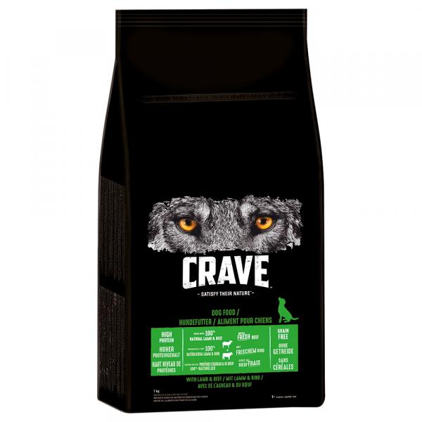 6 + 1 kg gratis! Crave, sucha karma dla psa, 7 kg - Adult, jagnięcina i wołowina