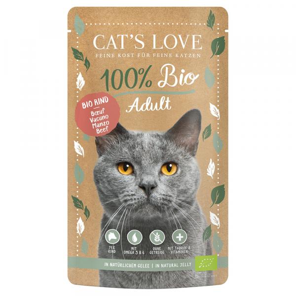 Cat's Love Bio, 6 x 100 g - Adult, Biowołowina