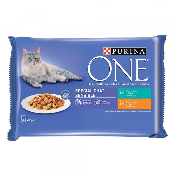 PURINA ONE, 12 x 85 g - Senstive - kurczak i tuńczyk