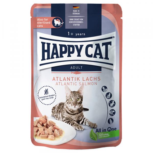 Happy Cat Pouch Meat w sosie, 24 x 85 g - Łosoś atlantycki