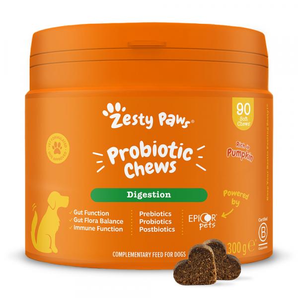 Zesty Paws Probiotic Chews, z dynią - 2 x 90 tabletek do żucia