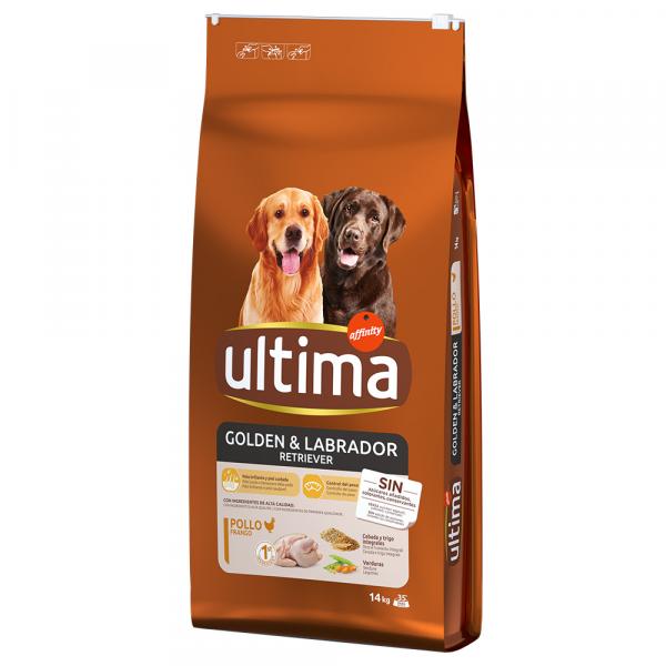 1 kg / 2 kg gratis! Ultima, karma sucha dla psa, różne rodzaje - Golden & Labrador Retriever, kurczak, 14 kg (12 + 2 kg gratis!)