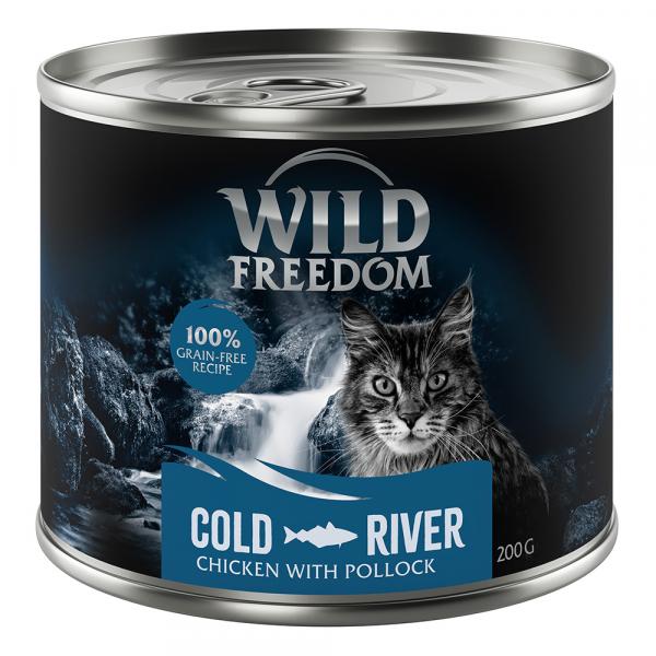 5 + 1 gratis! Wild Freedom, karma mokra, 6 x 200 g - Adult, Cold River – Czarniak i kurczak
