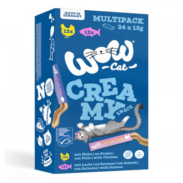 WOW Cat Creamy Snack, 24 x 15 g - Pakiet mieszany (2 smaki)