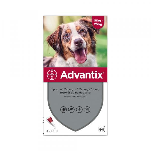 Advantix Spot-On dla psów - L: 10-25 kg (4 pipety x 2,5 ml)