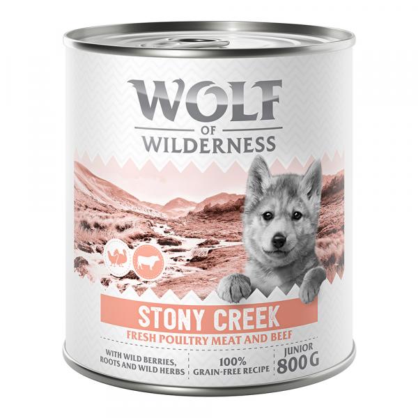 Wolf of Wilderness Junior “Expedition”, 6 x 800 g - Stony Creek - Drób z wołowiną