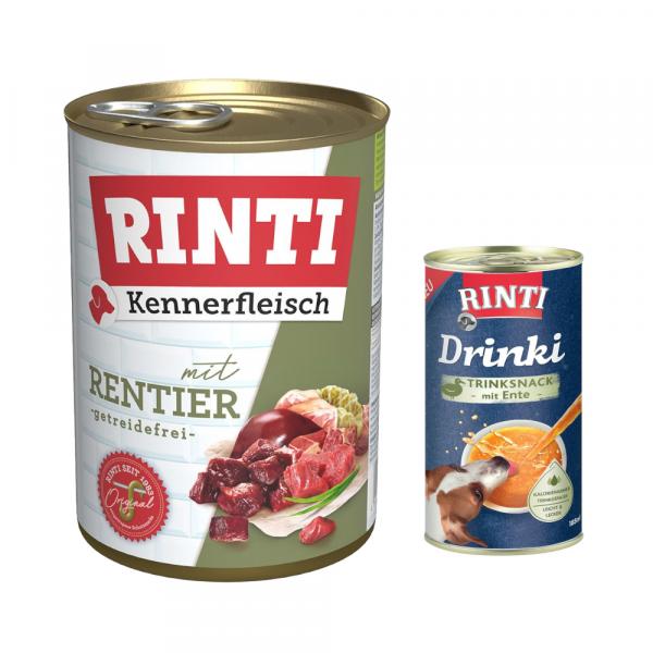 RINTI: 6 x 400 g karma mokra + Drinki, kaczka, 185 ml gratis! - Kennerfleisch, renifer