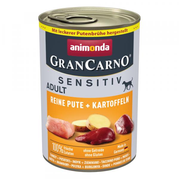 Animonda GranCarno Adult Sensitive, 6 x 400 g - Indyk i ziemniaki