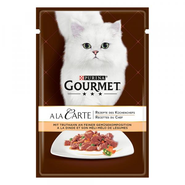 4 + 1 gratis! 5x Gourmet A la Carte, karma mokra dla kota, różne rodzaje - Indyk z warzywami, 5 x (26 x 85 g)