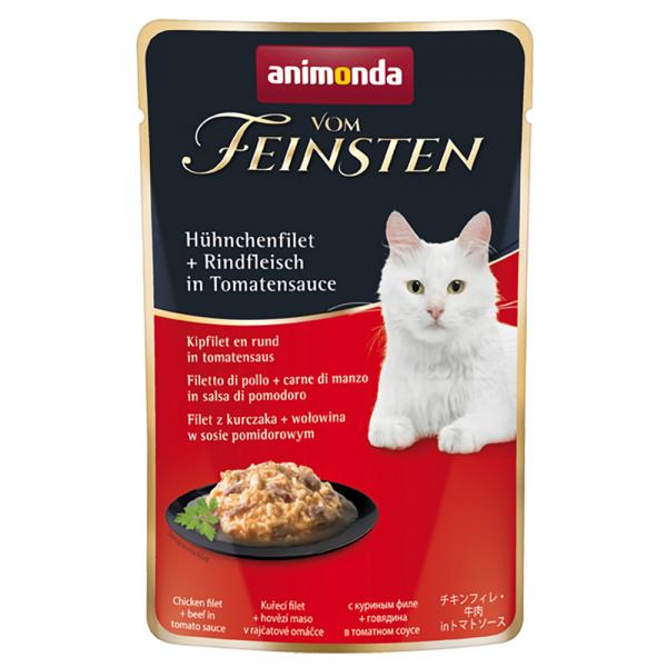 Animonda vom Feinsten Adult w sosie, 18 x 50 g - Filet z kurczaka z mięsem wołowym w sosie pomidorowym