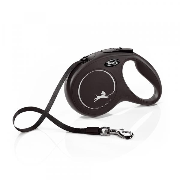 Flexi Classic smycz taśmowa dla psa, czarna, 5 m - Rozmiar M: do 25 kg