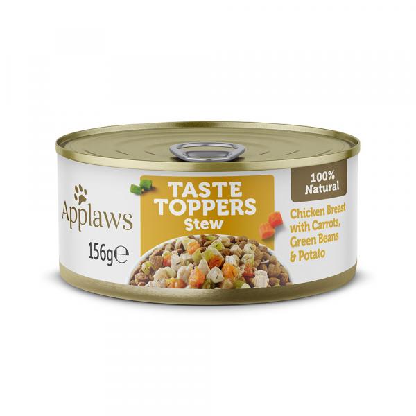 4 + 2 gratis! Applaws Taste Toppers, karma mokra dla psa, 6 x 156 g - Gulasz, kurczak