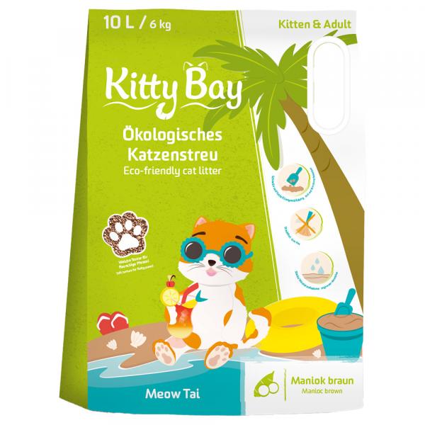 KittyBay Meow Tai, ekologiczny żwirek z brązowym maniokiem - 3 x 10 l (18 kg)