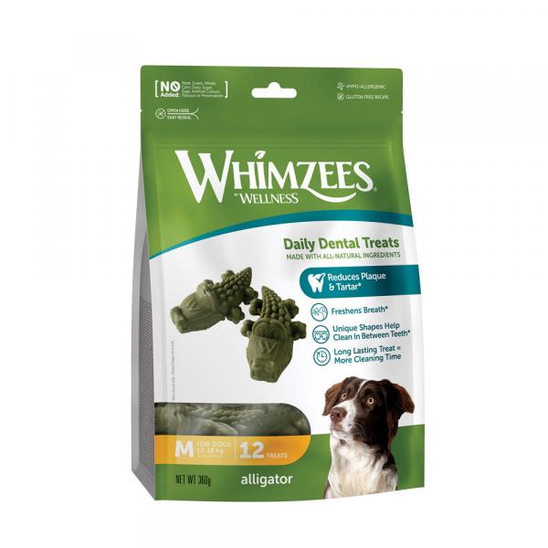 Whimzees by Wellness Alligator Snack - Rozmiar M: dla średnich psów, 12 szt.