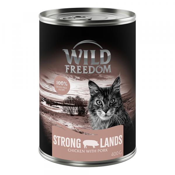 Wild Freedom Adult, 6 x 400 g - bezzbożowa receptura - Strong Lands - Kurczak i wieprzowina