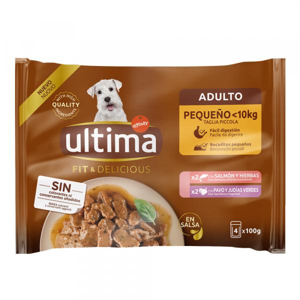 Ultima Fit & Delicious Mini Adult dla psa, 44 x 100 g - Łosoś i indyk