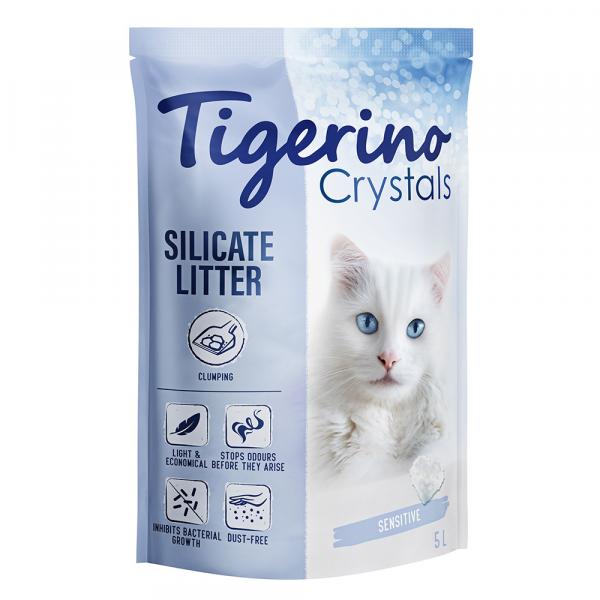 20% taniej! Tigerino, żwirek, różne rodzaje - Crystals, Zbrylający się - Sensitive, bezzapachowy, 5 l