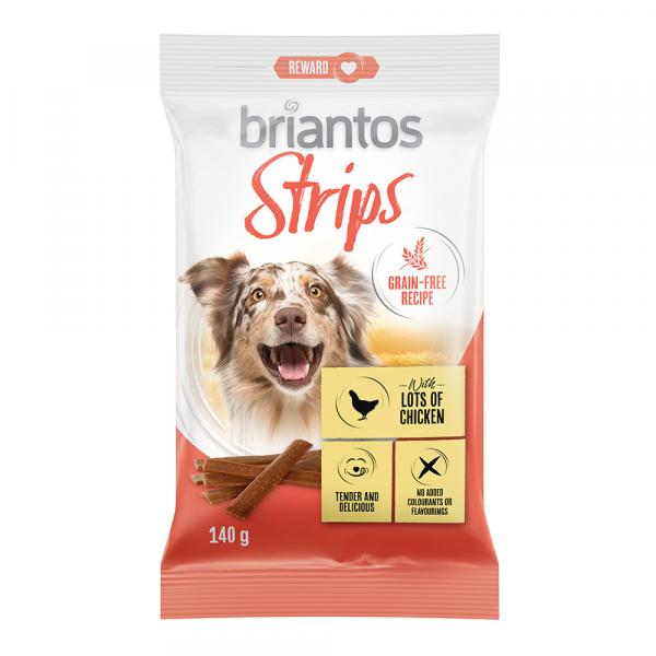 20% taniej! Briantos Strips, bez zbóż, kurczak, 4 x 140 g - 4 x 140 g