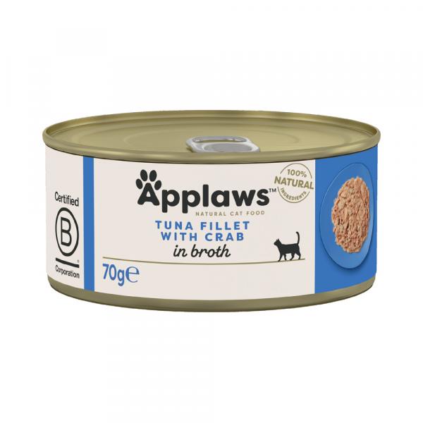 Applaws w bulionie, 12 x 70 g - Filet z tuńczyka z krabami