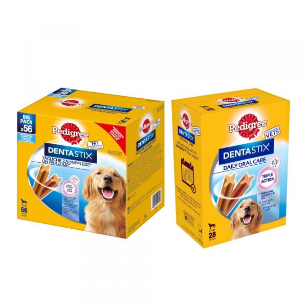 112 + 28 gratis! Pedigree DentaStix codzienna pielęgnacja zębów, 140 sztuk - Dla dużych psów (>25 kg), 5400 g