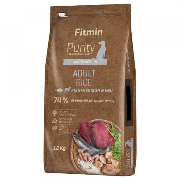 Dwupak Fitmin Purity - Adult Rice, ryba z jeleniem, 2 x 12 kg
