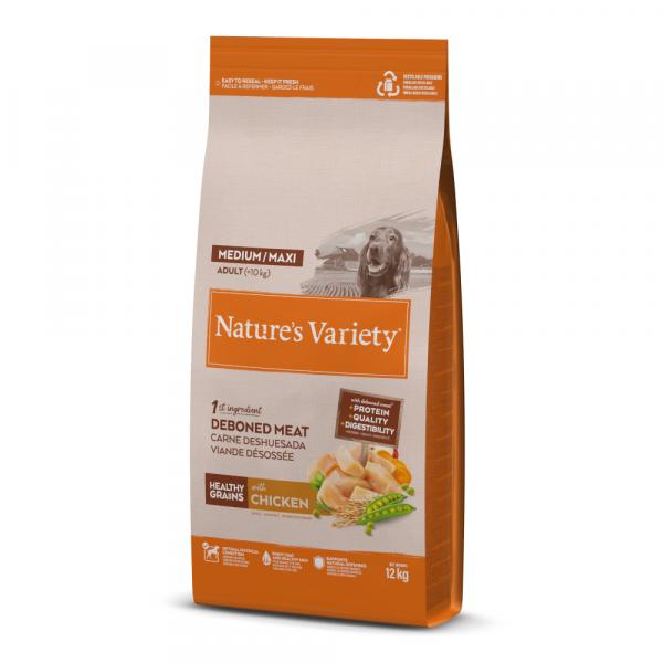 Nature's Variety Healthy Grains Medium/Maxi Adult, kurczak - 2 x 12 kg