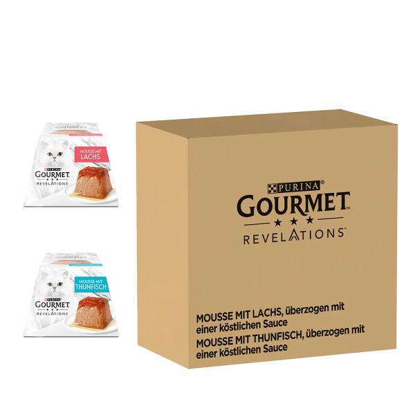 25% taniej! Gourmet Revelations Mus, karma mokra dla kota, 8 / 96 x 57 g - Łosoś i tuńczyk, 96 x 57 g