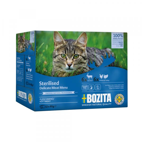 Pakiet mieszany Bozita Indoor & Sterilised, 12 x 85 g - W sosie