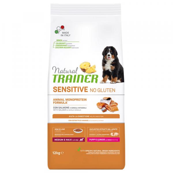 Trainer Natural Sensitive No Gluten Puppy & Junior Medium/Maxi z łososiem - 12 kg